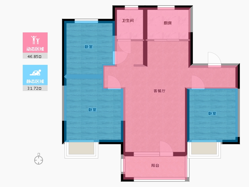 江苏省-无锡市-招商公园1872-69.23-户型库-动静分区