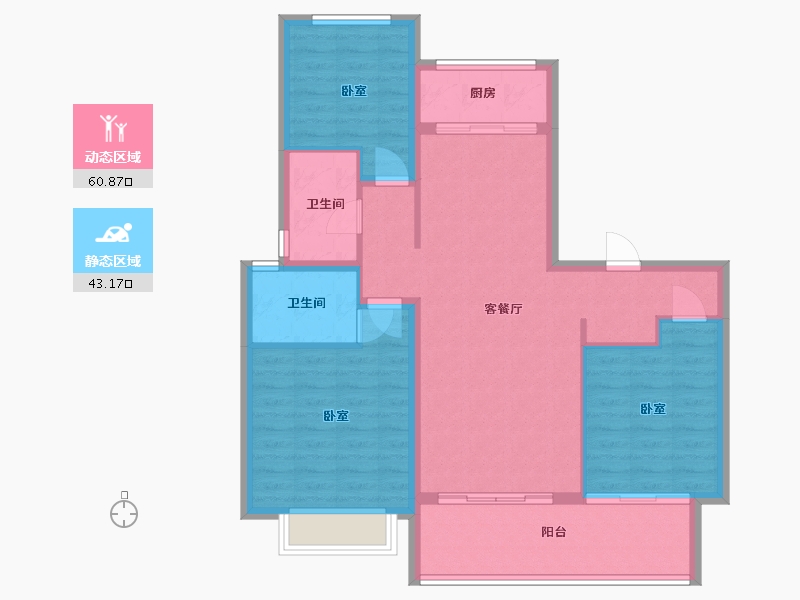 陕西省-渭南市-富平龙记檀府-93.99-户型库-动静分区