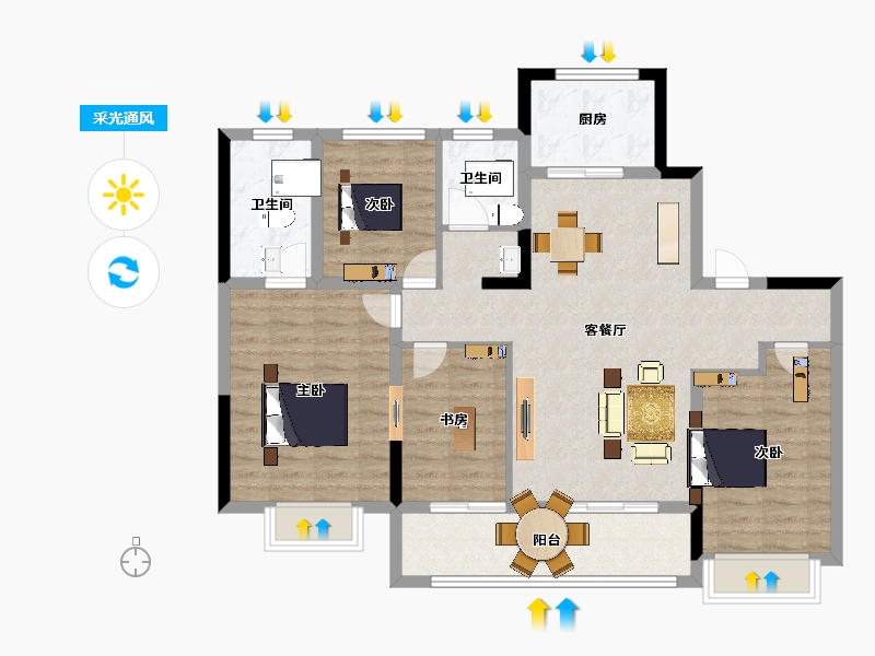 江苏省-南京市-中建熙元府-102.00-户型库-采光通风