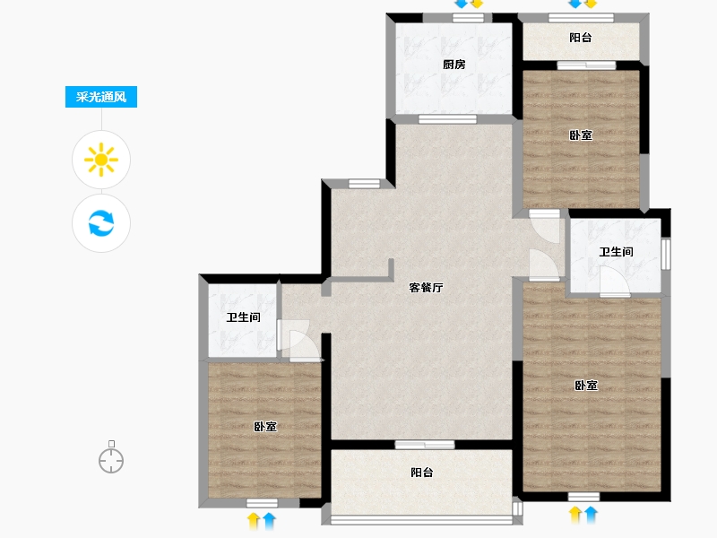 陕西省-西安市-陕建沣渭壹号院-112.00-户型库-采光通风