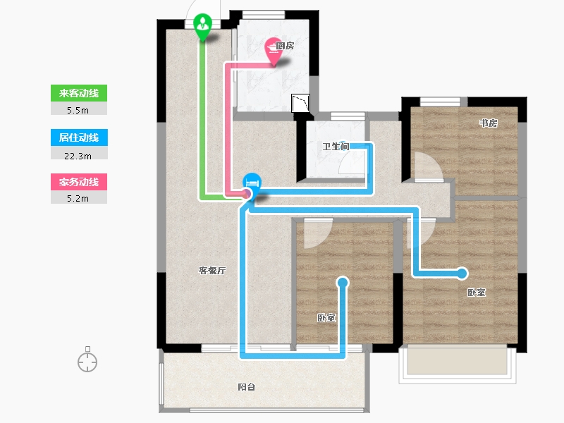 江苏省-徐州市-上东时代-76.00-户型库-动静线