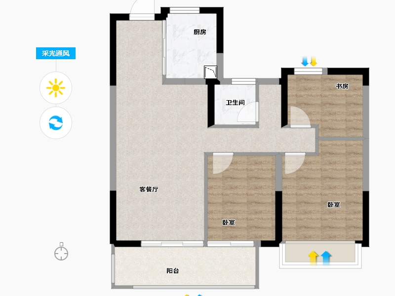 江苏省-徐州市-上东时代-76.00-户型库-采光通风