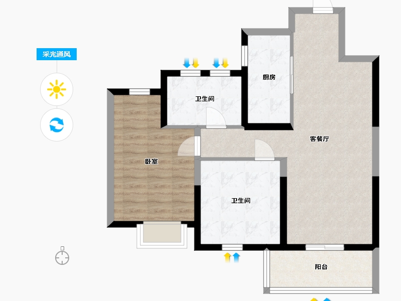 江苏省-无锡市-华侨城运河湾-74.30-户型库-采光通风