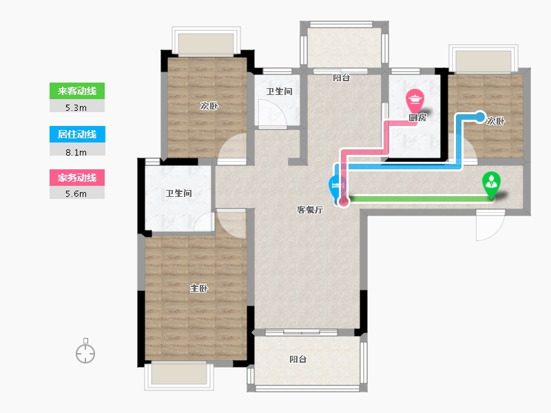 湖南省-怀化市-宏宇新城凯瑞名门-108.00-户型库-动静线