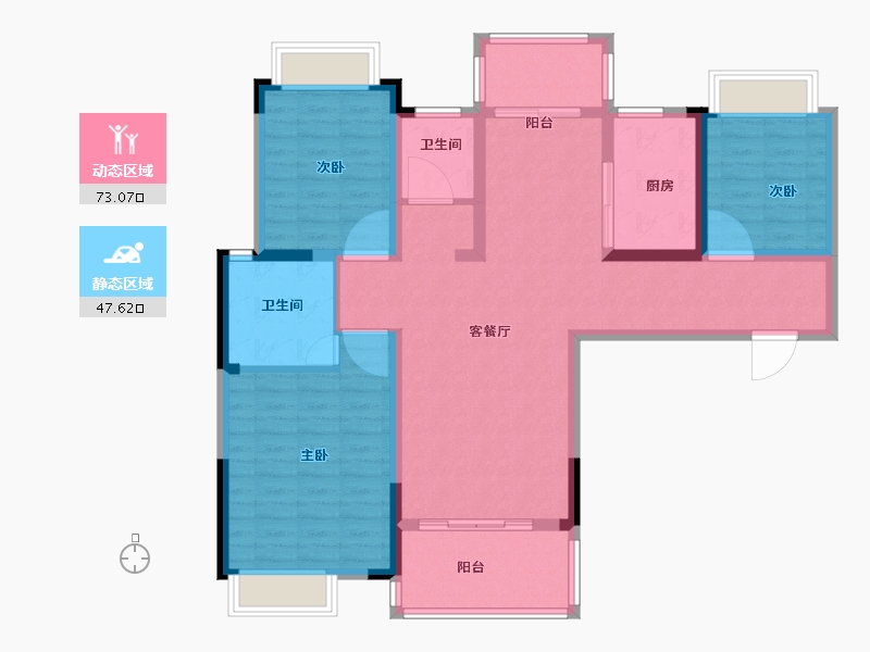 湖南省-怀化市-宏宇新城凯瑞名门-108.00-户型库-动静分区