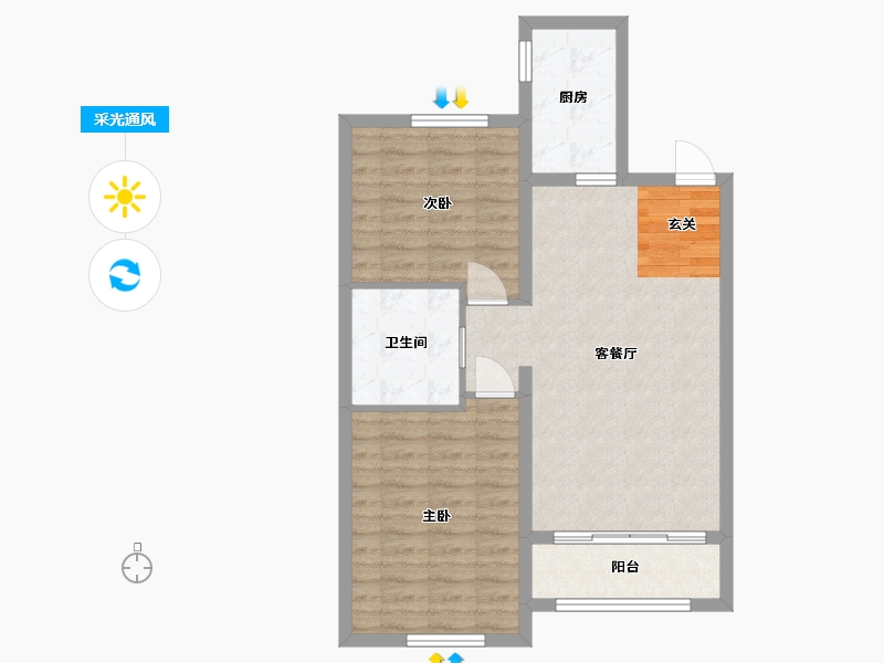 黑龙江省-哈尔滨市-保利观澜Ⅲ-70.69-户型库-采光通风