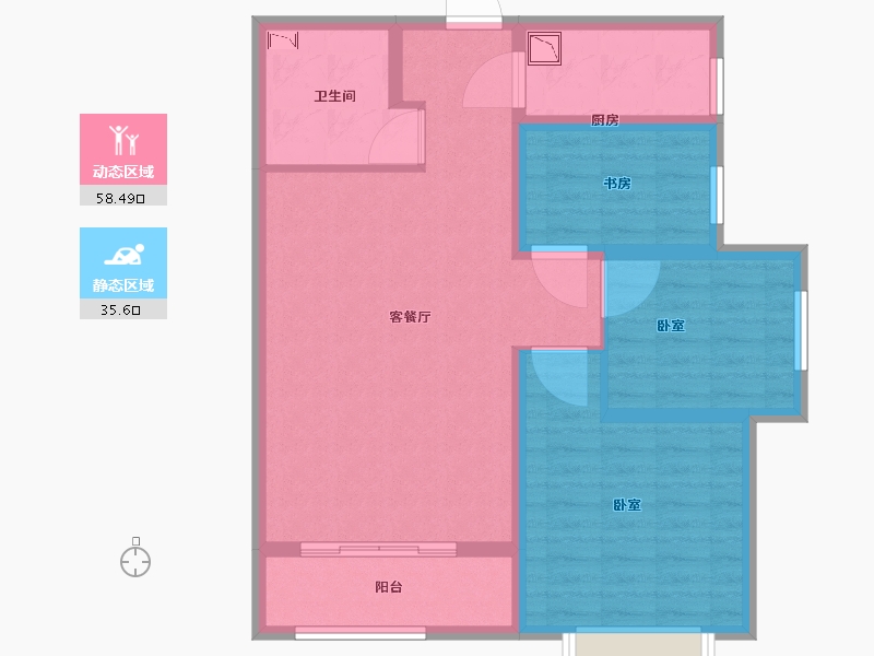 陕西省-咸阳市-玖园-83.81-户型库-动静分区