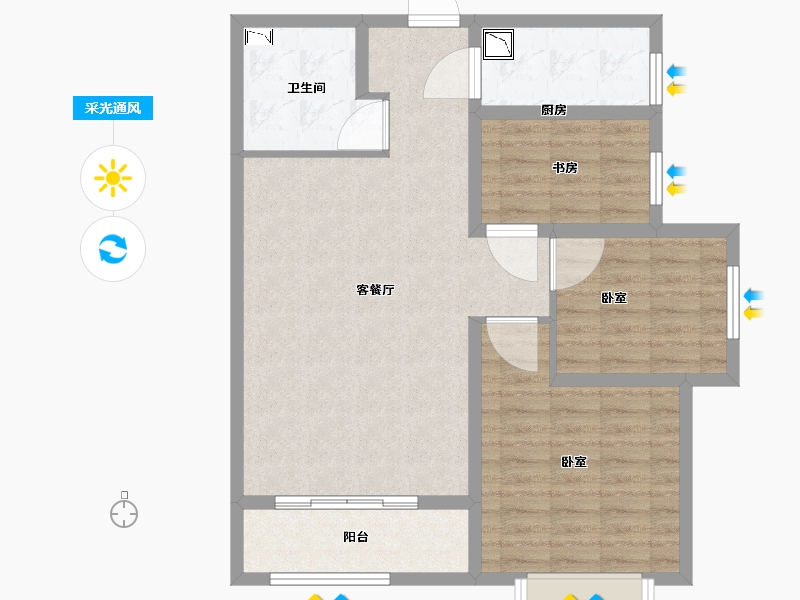 陕西省-咸阳市-玖园-83.81-户型库-采光通风