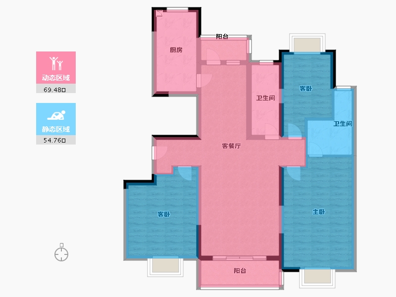 江苏省-无锡市-华君湖湾花园-110.66-户型库-动静分区