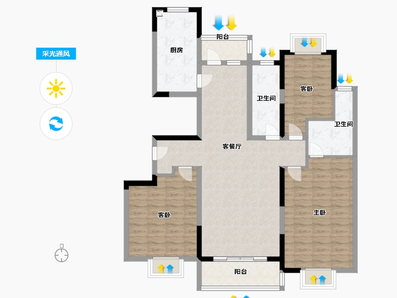 江苏省-无锡市-华君湖湾花园-110.66-户型库-采光通风