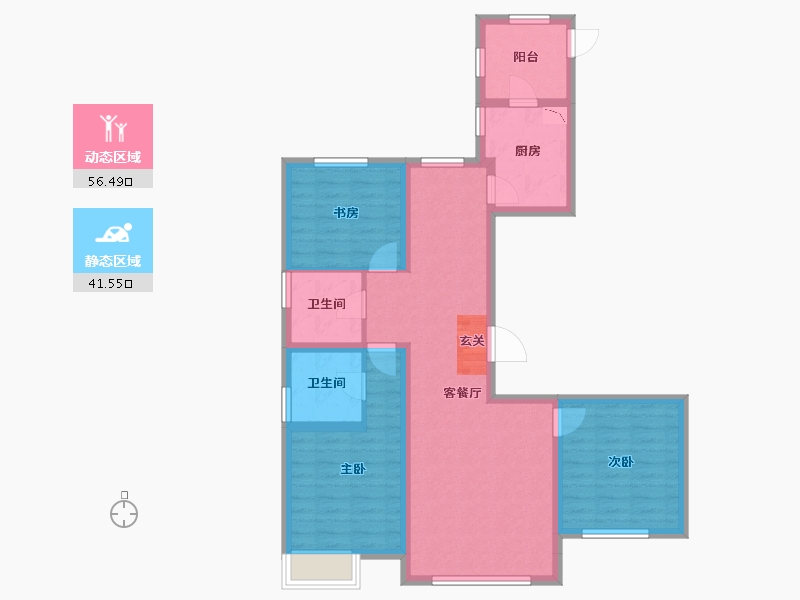 内蒙古自治区-包头市-中国铁建景晟开元-86.55-户型库-动静分区