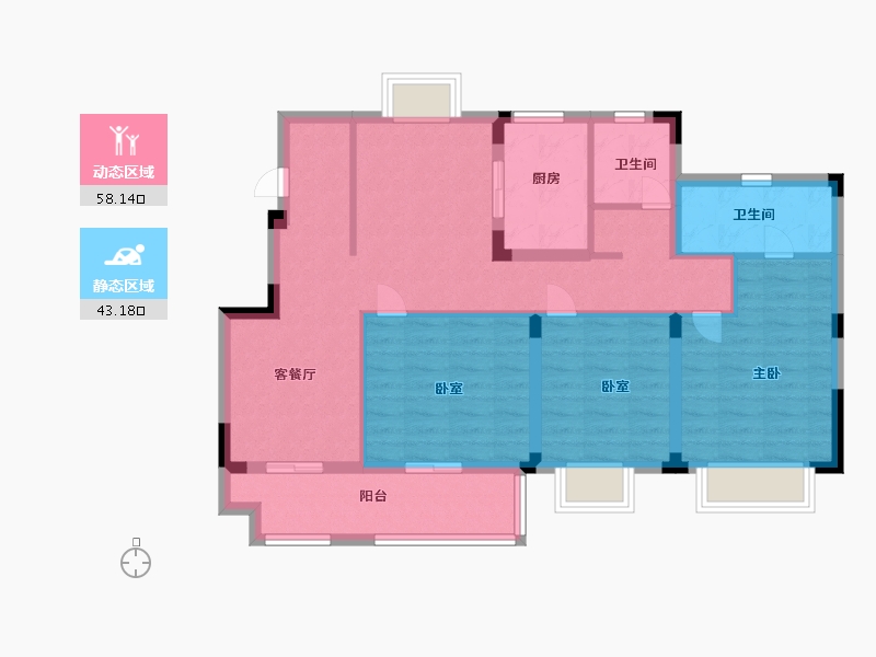 江苏省-无锡市-弘阳昕悦棠-89.99-户型库-动静分区