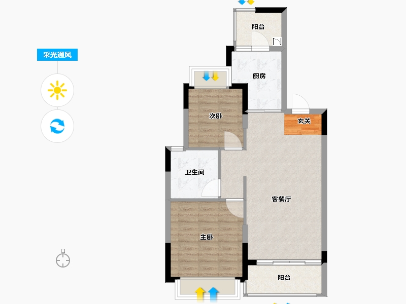 江苏省-南京市-恒大林溪郡-71.00-户型库-采光通风