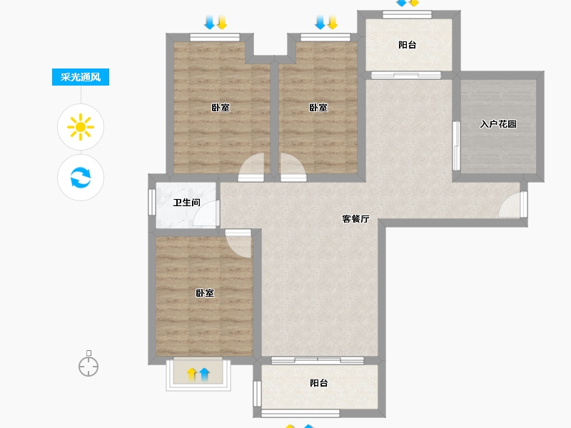 安徽省-宿州市-拂晓壹號·西城广场-90.00-户型库-采光通风