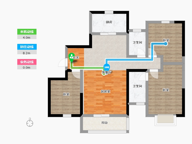 陕西省-延安市-河庄印象城-89.27-户型库-动静线