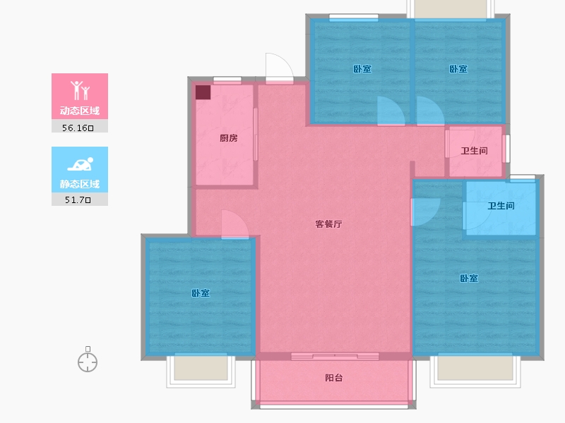 江苏省-无锡市-中梁壹号院-98.00-户型库-动静分区