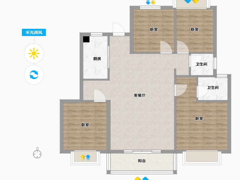 江苏省-无锡市-中梁壹号院-98.00-户型库-采光通风