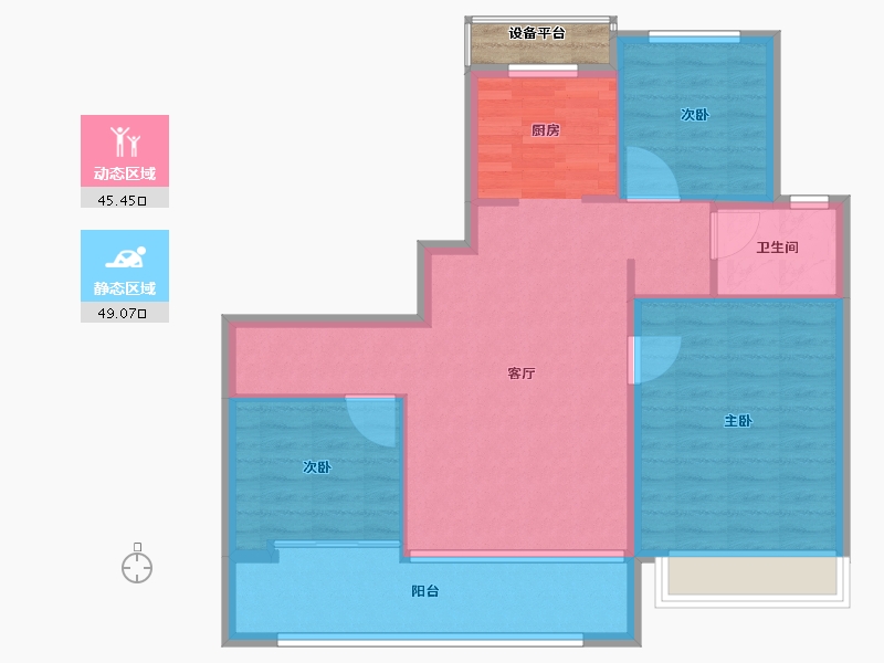 江苏省-徐州市-美的工润·云澜天境-87.98-户型库-动静分区