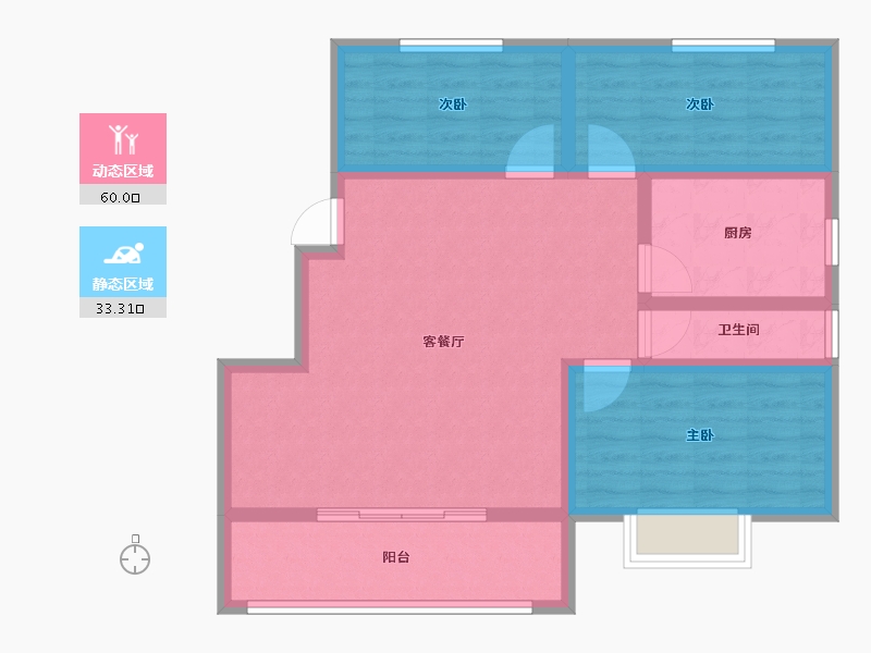 陕西省-宝鸡市-盛世锦园-82.99-户型库-动静分区