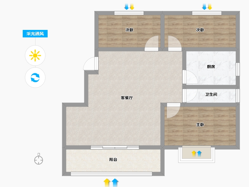 陕西省-宝鸡市-盛世锦园-82.99-户型库-采光通风