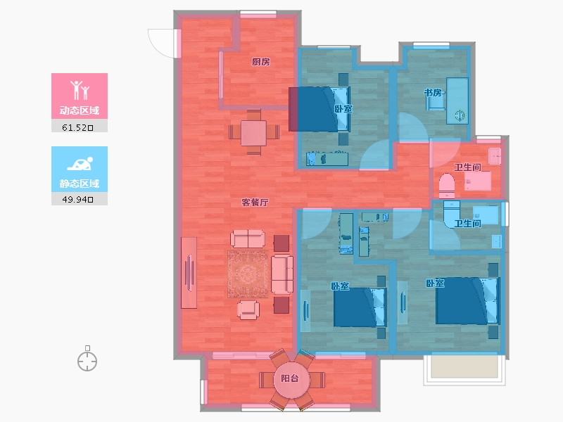 江苏省-南京市-中骏东原璟阅-100.01-户型库-动静分区