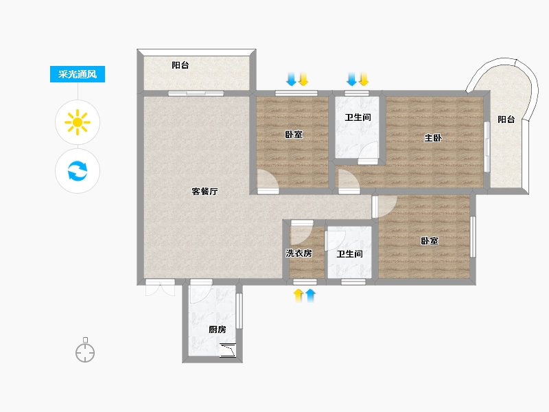 陕西省-西安市-沣柳国际-110.15-户型库-采光通风