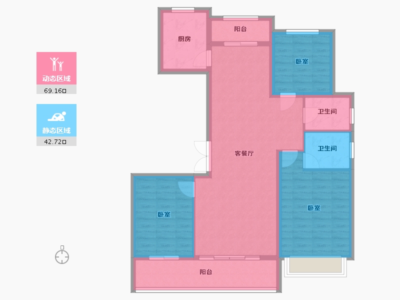 陕西省-西安市-绿城蘭园-100.93-户型库-动静分区