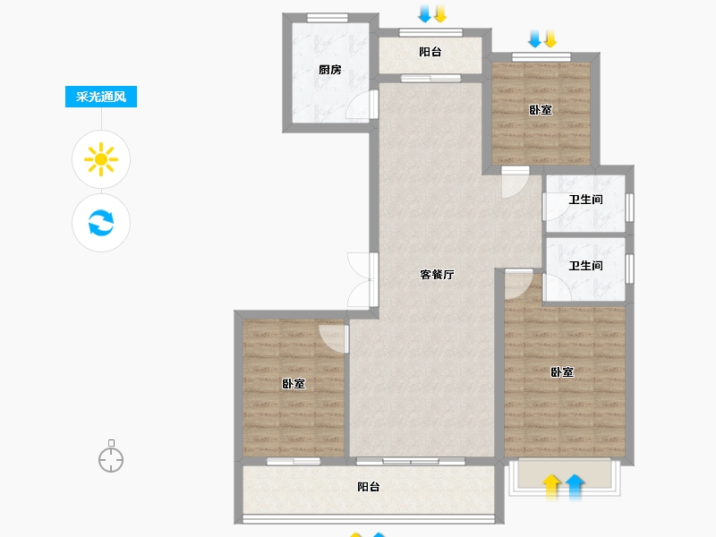 陕西省-西安市-绿城蘭园-100.93-户型库-采光通风