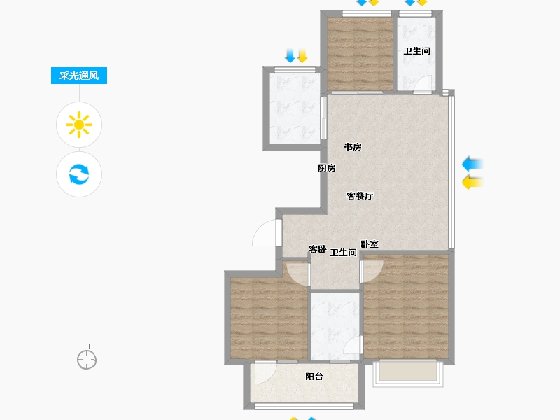 江苏省-徐州市-中南樾府-87.00-户型库-采光通风