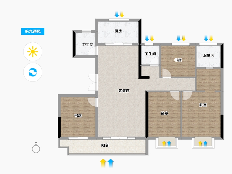 陕西省-西安市-科为瑞府-126.00-户型库-采光通风