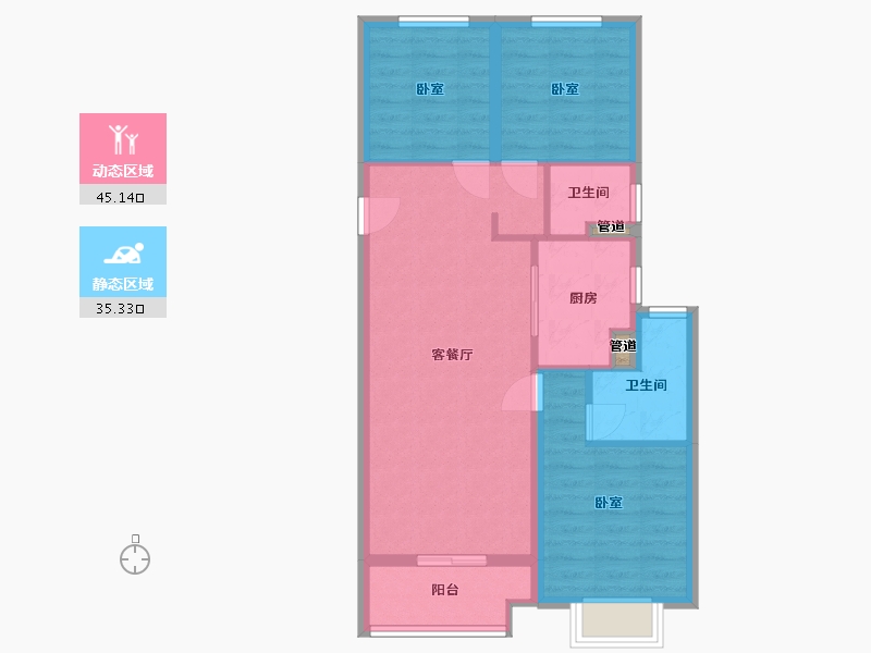 山西省-太原市-海唐金洲-72.29-户型库-动静分区