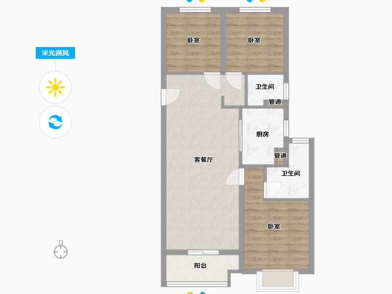 山西省-太原市-海唐金洲-72.29-户型库-采光通风