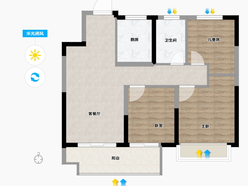 江苏省-徐州市-上东时代-76.00-户型库-采光通风