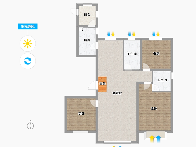 内蒙古自治区-包头市-中国铁建景晟开元-109.69-户型库-采光通风