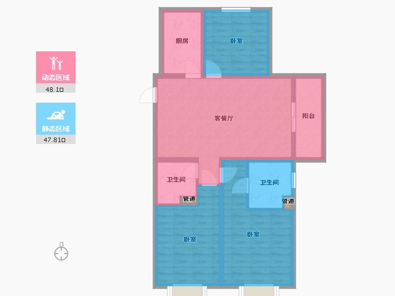 山西省-太原市-兴业西部新区-85.58-户型库-动静分区