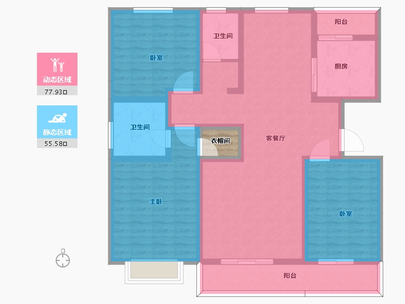 陕西省-西安市-沣柳国际-120.94-户型库-动静分区