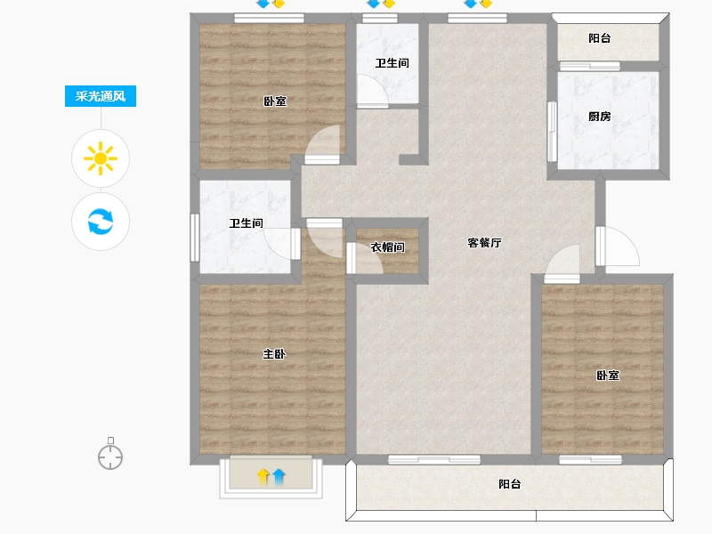 陕西省-西安市-沣柳国际-120.94-户型库-采光通风