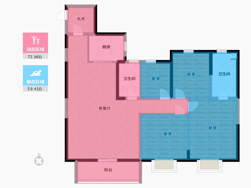 江苏省-无锡市-华侨城运河湾-119.85-户型库-动静分区