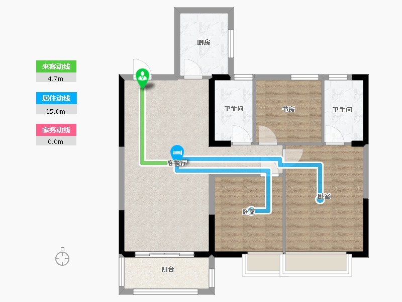 江苏省-无锡市-百好锦园-85.99-户型库-动静线