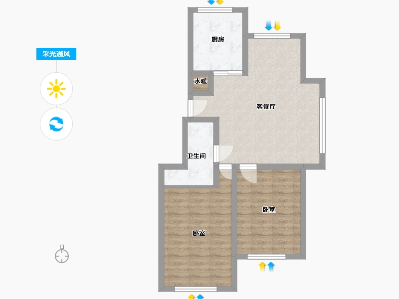 辽宁省-鞍山市-佳泰美景-63.68-户型库-采光通风