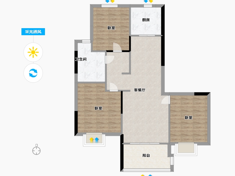 江苏省-无锡市-碧桂园金茂悦山-84.00-户型库-采光通风