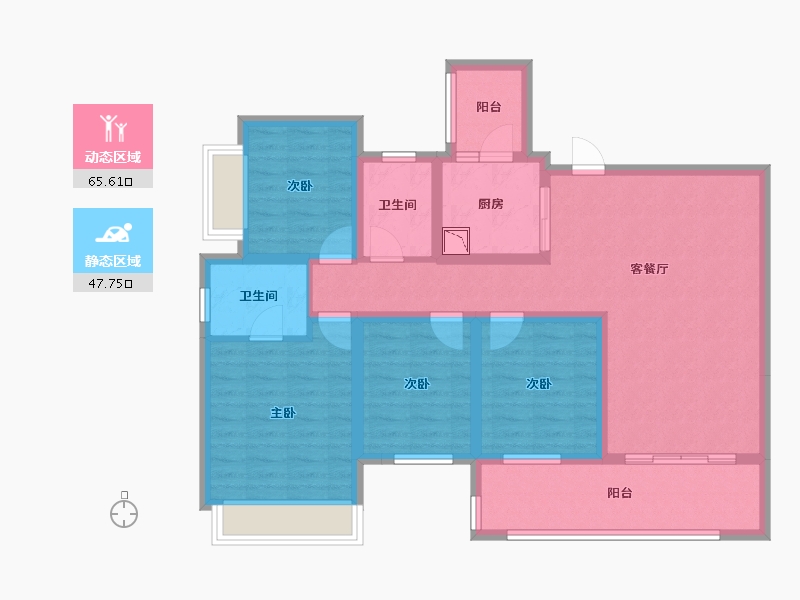 重庆-重庆市-龙湖椿山-99.66-户型库-动静分区