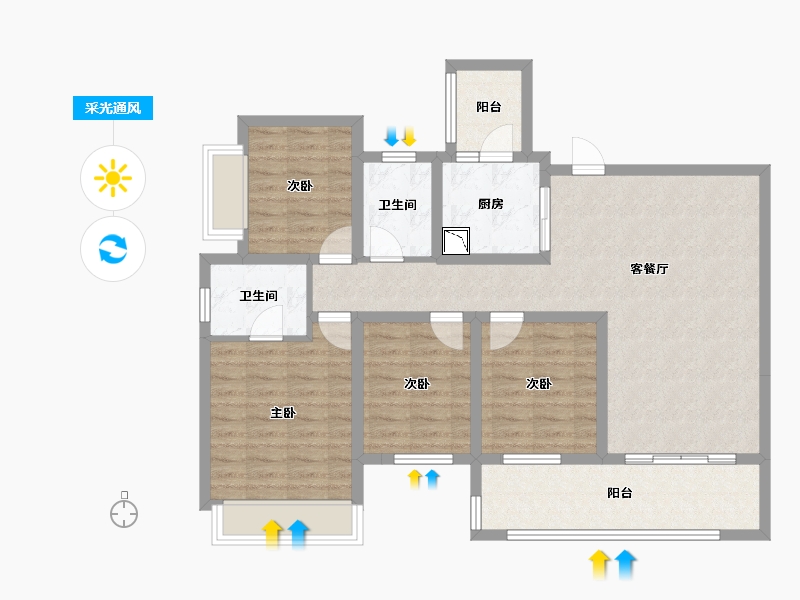 重庆-重庆市-龙湖椿山-99.66-户型库-采光通风