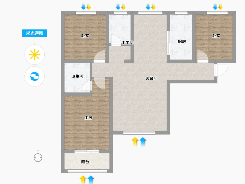 陕西省-西安市-沣柳国际-102.90-户型库-采光通风