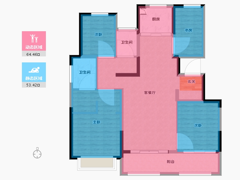 陕西省-西安市-绿城西安全运村-105.73-户型库-动静分区