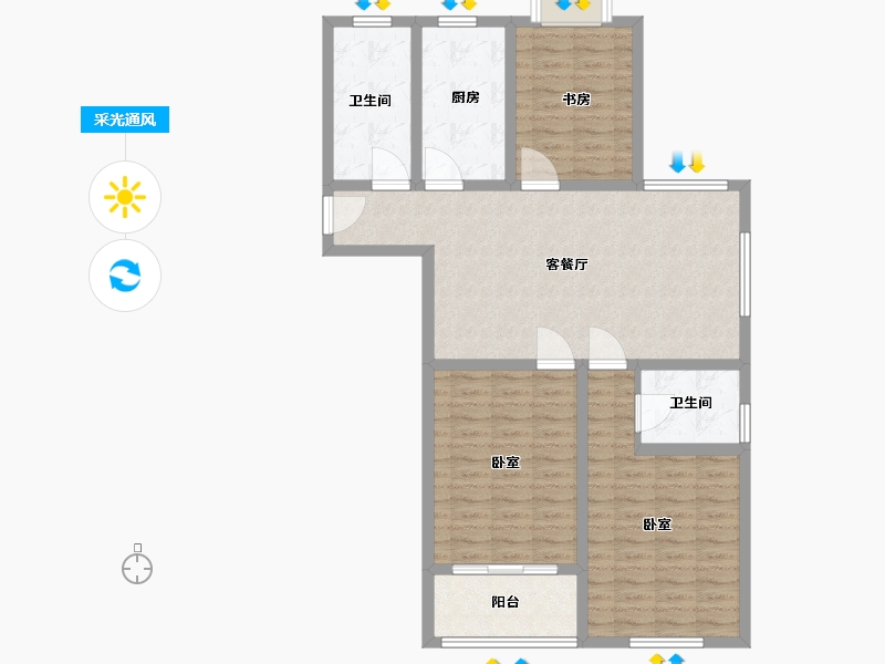 江苏省-无锡市-寺头家园三期-100.01-户型库-采光通风