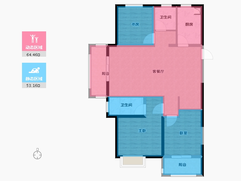 江苏省-无锡市-红豆人民路九号-105.57-户型库-动静分区