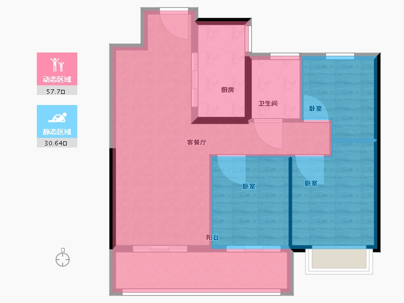 陕西省-西安市-合创君悦府-80.01-户型库-动静分区