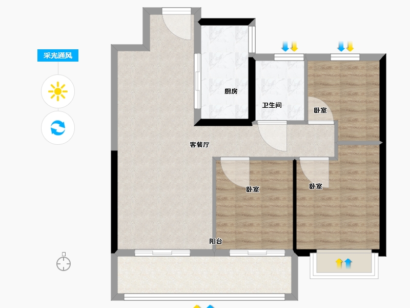 陕西省-西安市-合创君悦府-80.01-户型库-采光通风