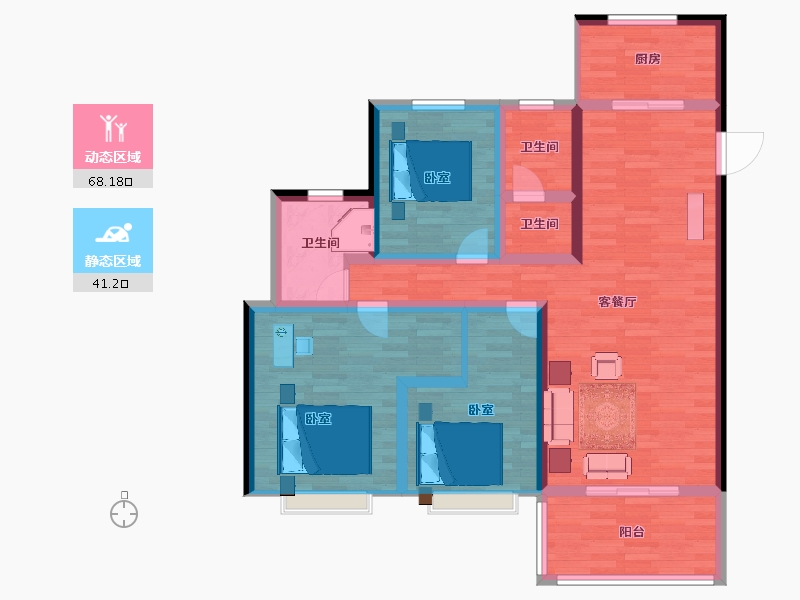 陕西省-宝鸡市-泰森亿佳苑-97.00-户型库-动静分区